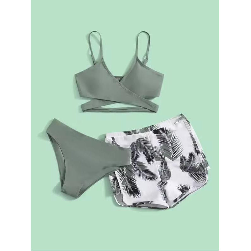 Bikini Tres Piezas Short Vedetina Soutien Cruzado  Uniteduy