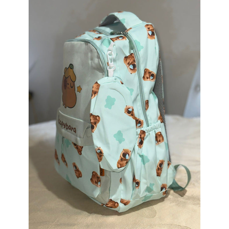 Mochila Escolar Con Cartuchera De Capibara Carpincho Laptop