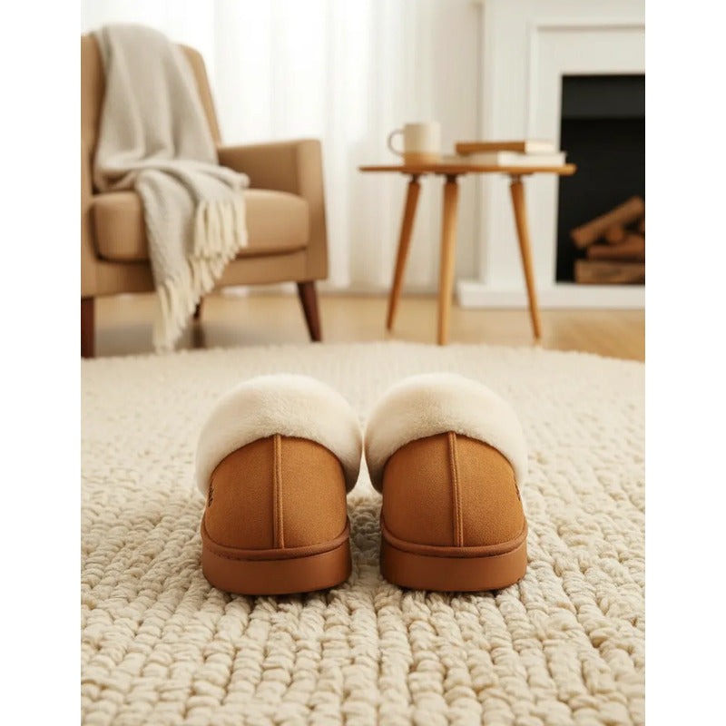 Pantuflas Mujer Forradas Con Corderito Altas Sin Talón