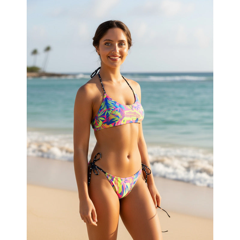 Bikini Malla Atado Tanga Estampado Cola Less Uniteduy Dama