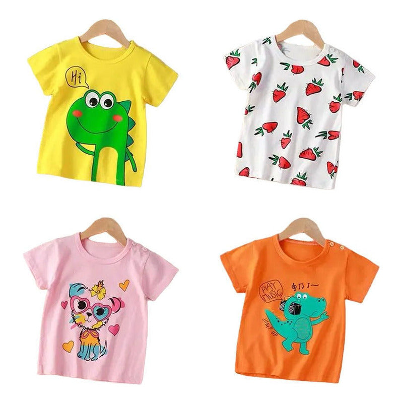Remeras Manga Corta Algodon Bebes Y Niños Varios Diseños