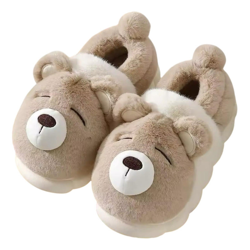 Pantufla Peludas Osos Con Suela De Goma Varios Colores