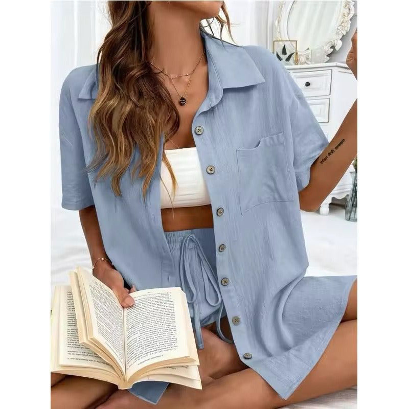 Conjunto Camisa Manga Corta Short Con Elástico Y Cordón