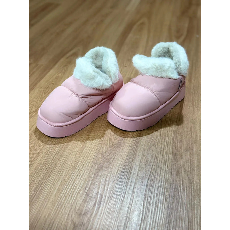 Pantuflas Botitas Abrigadas Con Corderito Y Plataforma
