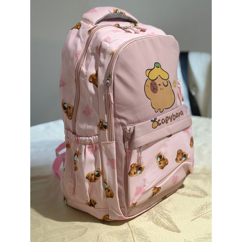 Mochila Escolar Con Cartuchera De Capibara Carpincho Laptop