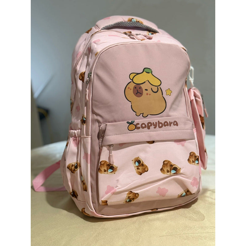 Mochila Escolar Con Cartuchera De Capibara Carpincho Laptop