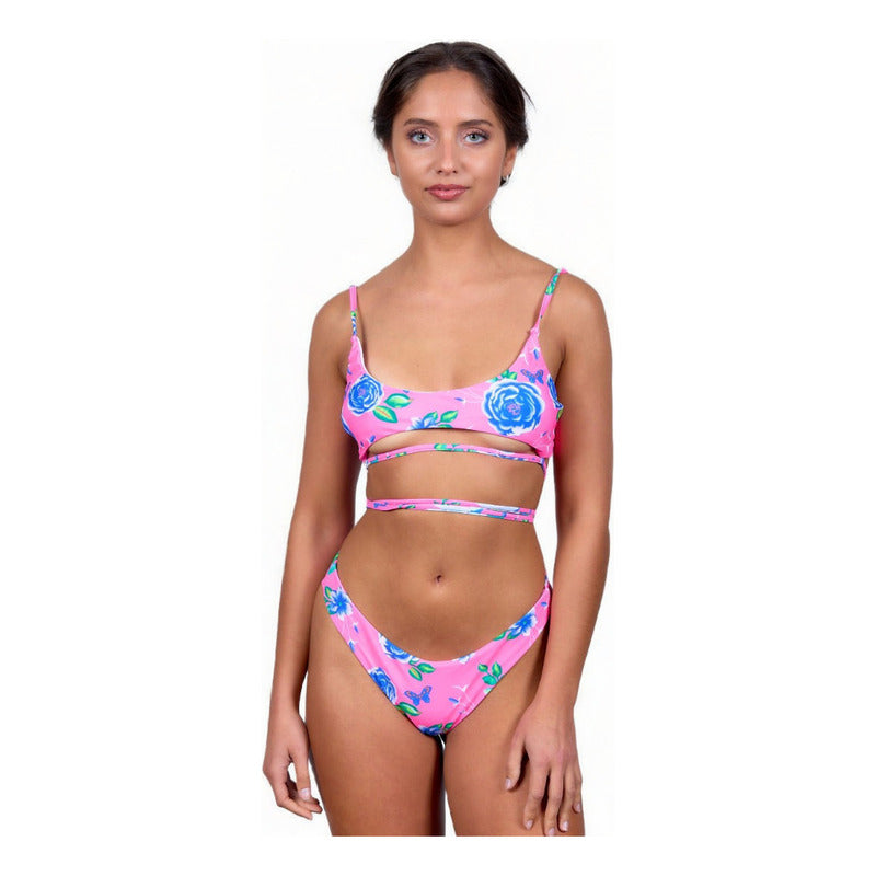 Uniteduy!bikini Romi Cola Less V  Soutien Atado Fucsia Azul