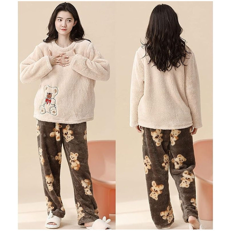 Pijama Peluche Largo Osos Plus Abrigados Varios Colores