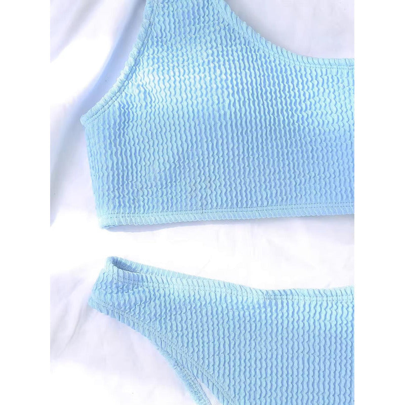 Bikini Malla Hombro Solo Vedetina Texturado Varios Colores