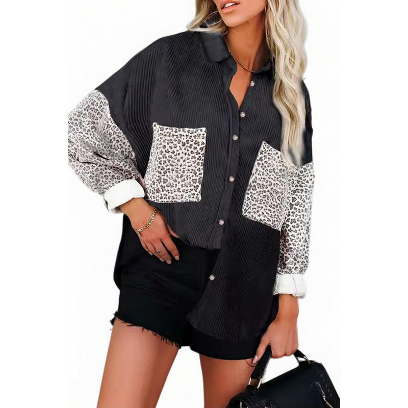 Sobre Camisa Pana Combinado Con Animal Print Varios Colores