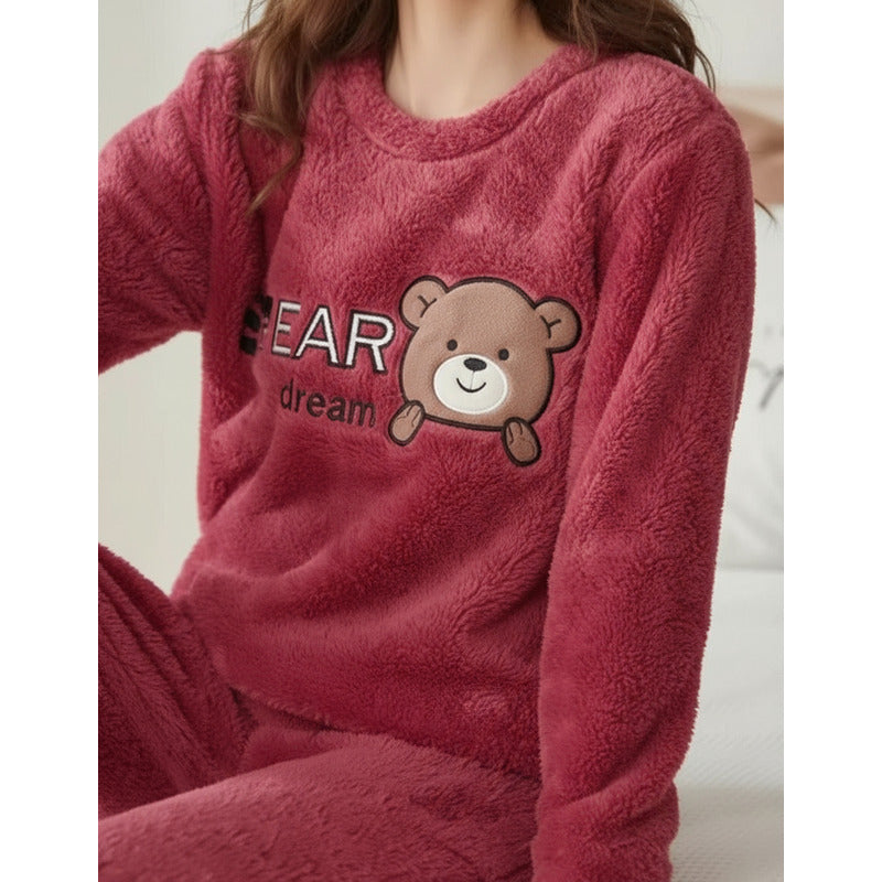 Pijama Peluche Largo Osos Plus Abrigados Varios Colores