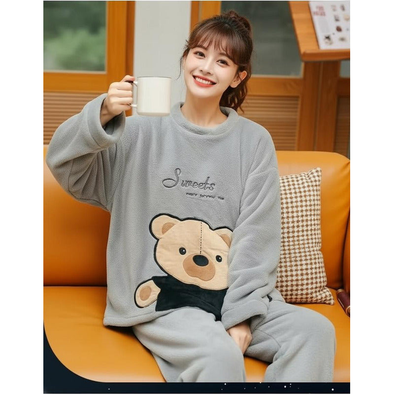 Pijama Peluche Largo Osos Plus Abrigados Varios Colores