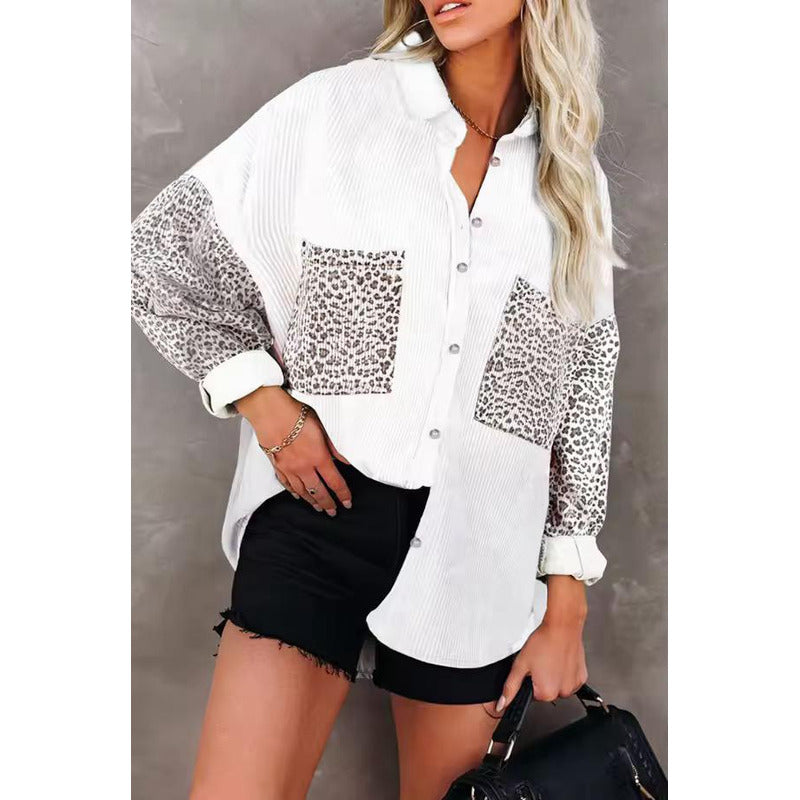 Sobre Camisa Pana Combinado Con Animal Print Varios Colores