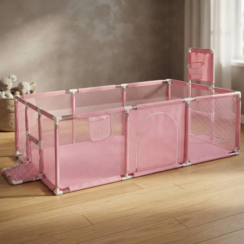 Corral Pelotero Para Bebe Con Arco Y Aro Medida 235*66*129