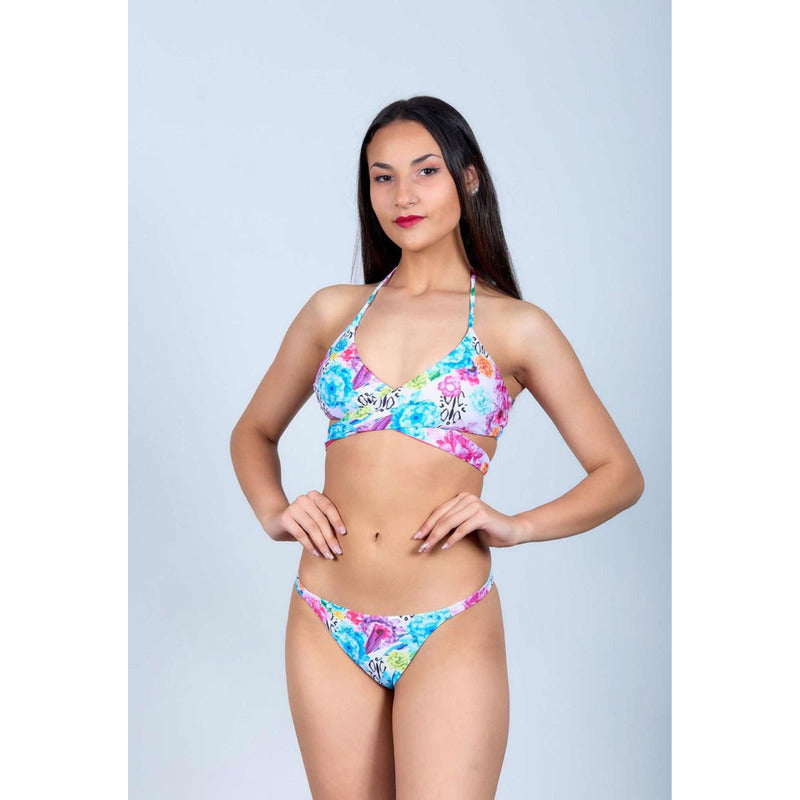 Bikini Malla Traje De Baño Con Soutien Cruzado Floreado