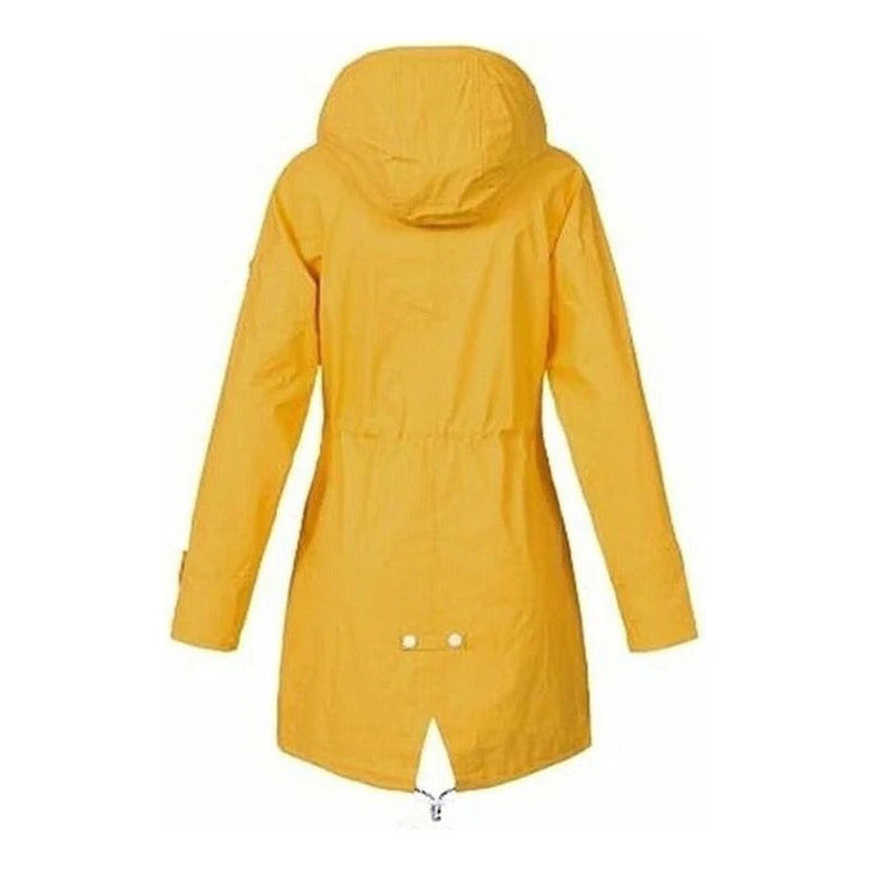 Campera Corta Viento Con Capucha Larga Bolsillos Cola Pez