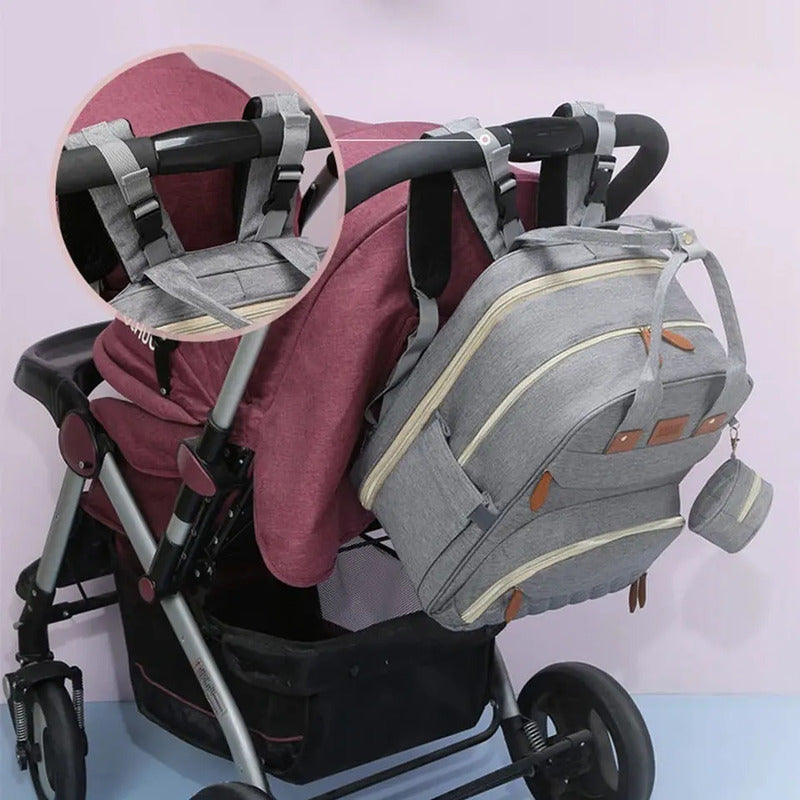 Mochila Sun Shine Maternal diseño liso color gris con cambiador