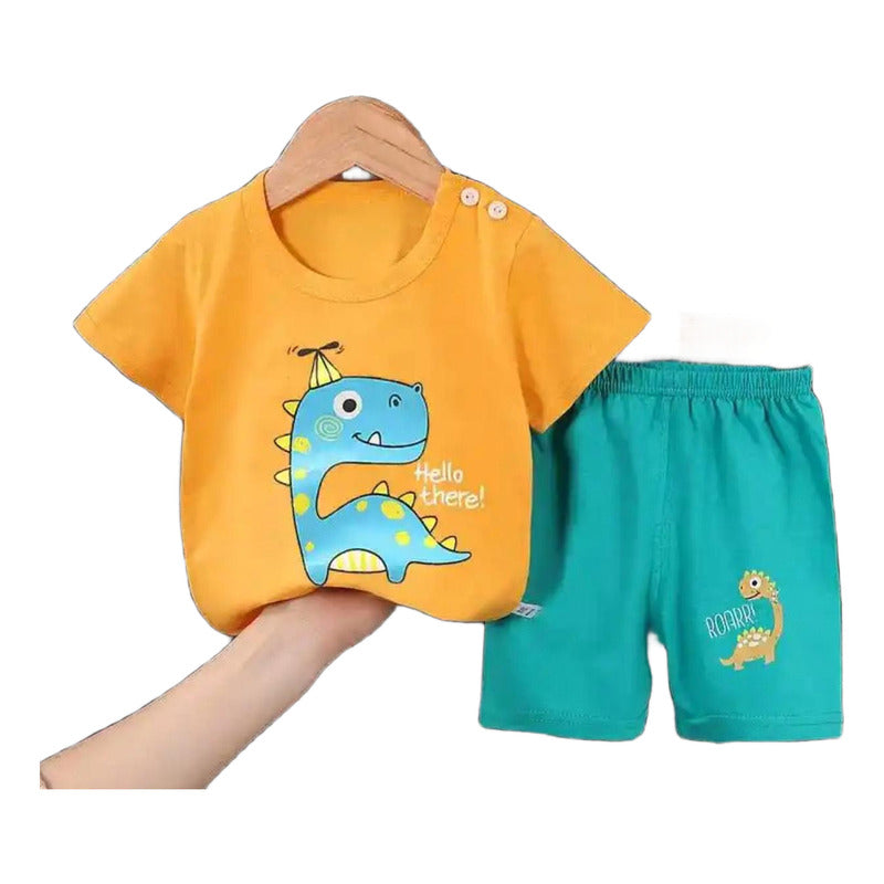 Conjunto De Niño Short Y Remera Bebe Varios Diseños Uniteduy