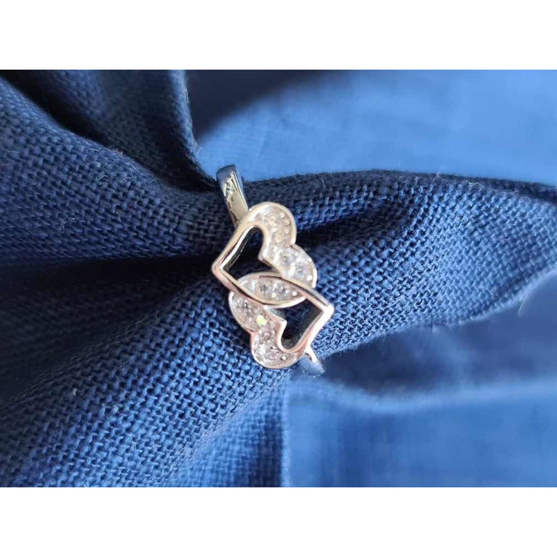 Anillo Corona Plata 925 Corazones Circonio Uniteduy