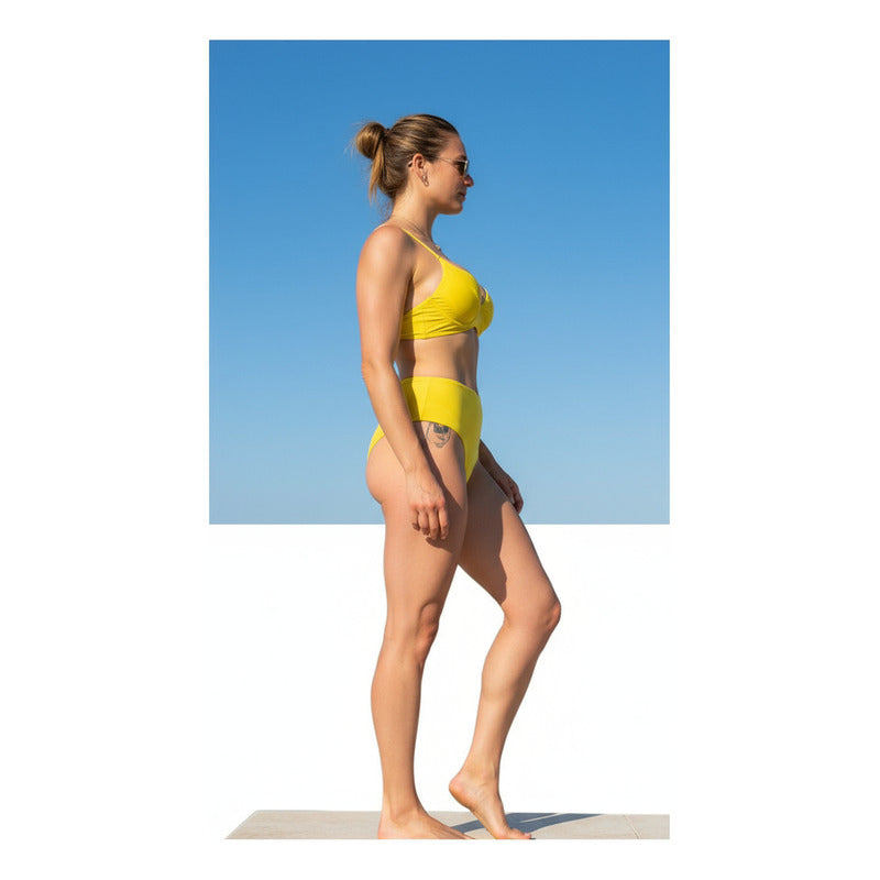 Bikini Tiro Medio Culotte, Con Aro Rojo,amarillo,negro