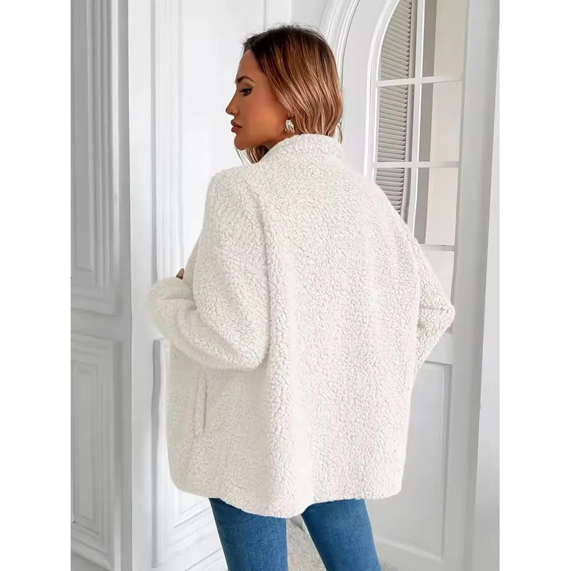 Campera De Corderito Para Dama Con Cierre Y Bolsillo Forrada