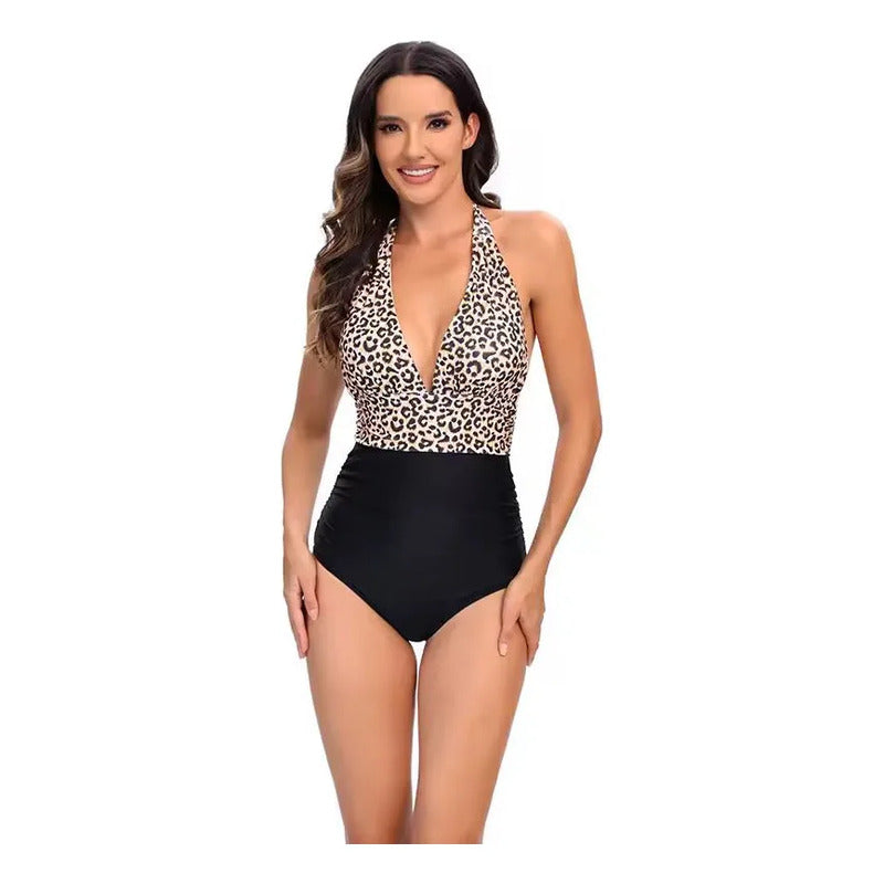 Malla Entera Triangulo Plisada Combinada Bikini Del M Al Xl