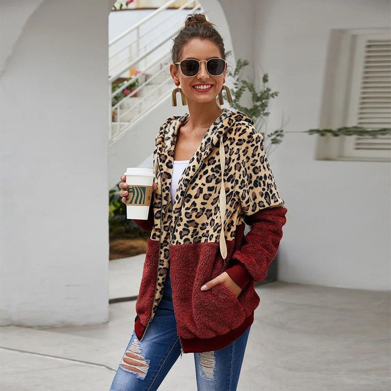 Campera Con Capucha Combinado Animal Print Polar Uniteduy