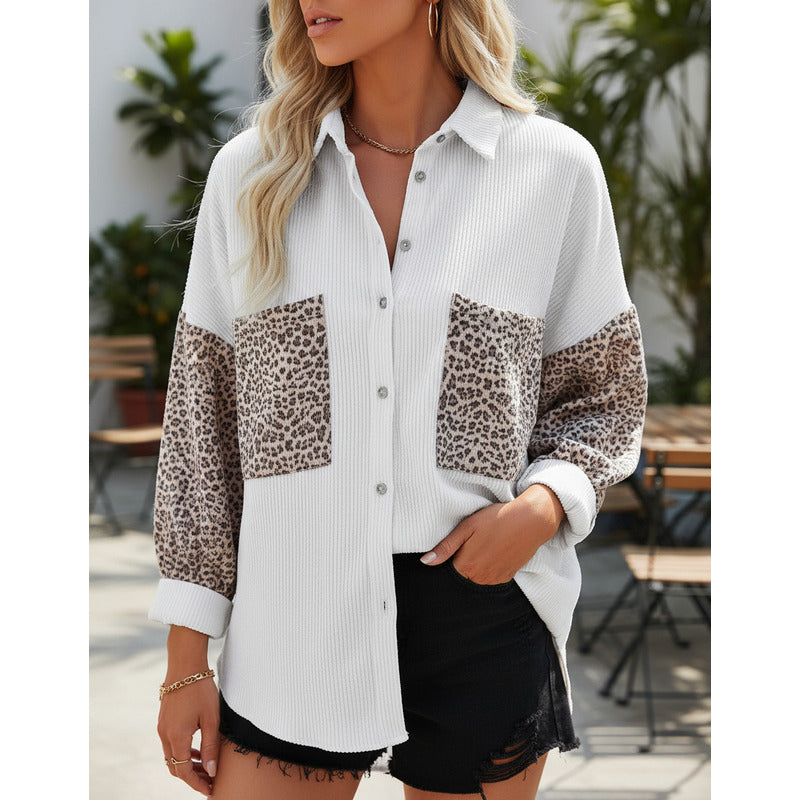 Sobre Camisa Pana Combinado Con Animal Print Varios Colores