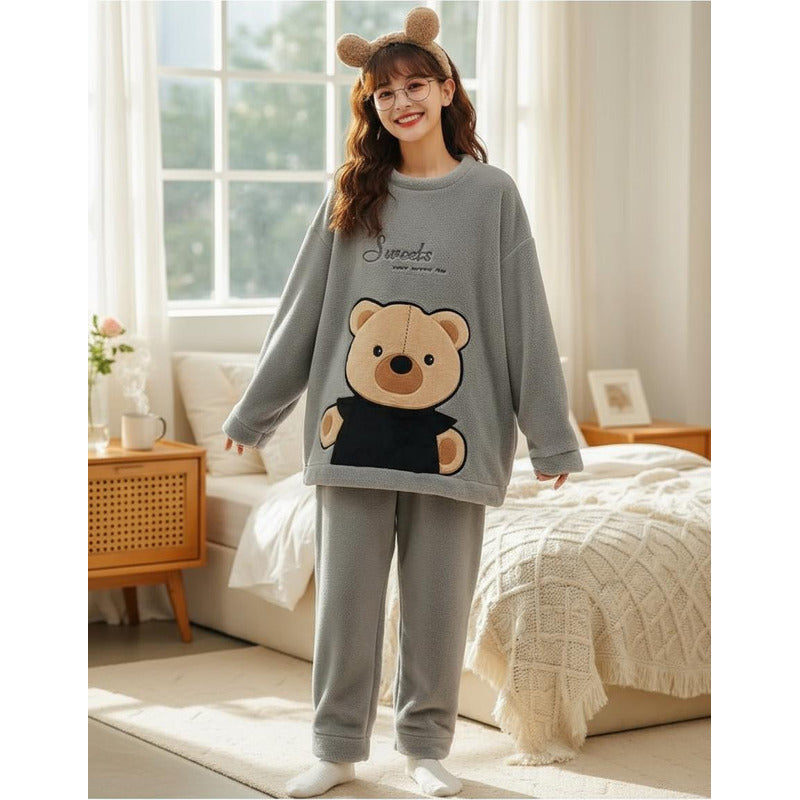 Pijama Peluche Largo Osos Plus Abrigados Varios Colores