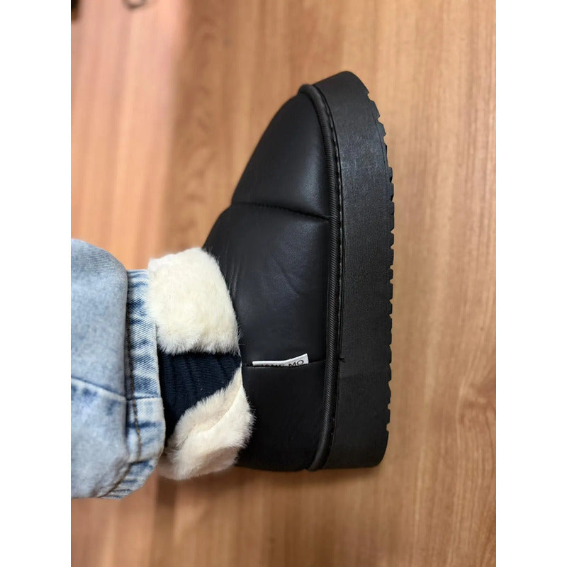 Pantuflas Botitas Abrigadas Con Corderito Y Plataforma
