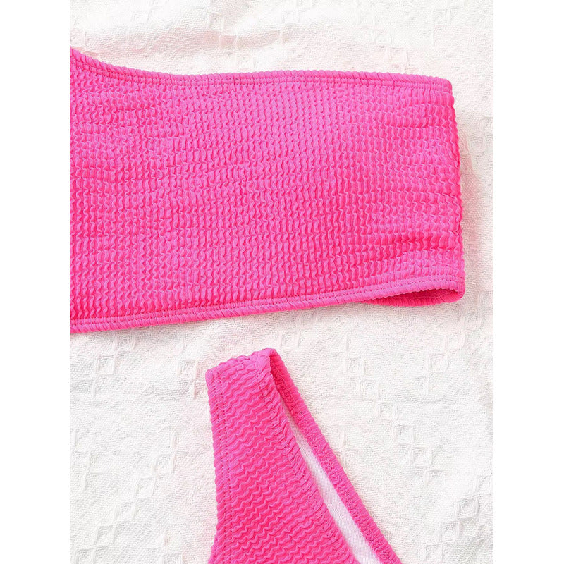 Bikini Malla Hombro Solo Vedetina Texturado Varios Colores