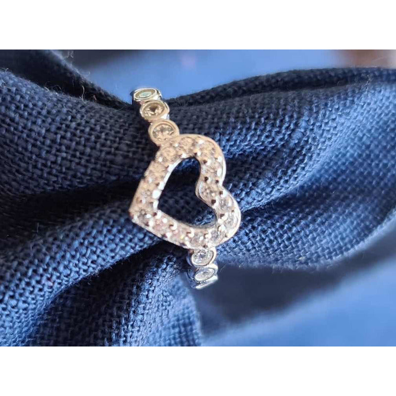 Anillo Corona Plata 925 Corazones Circonio Uniteduy