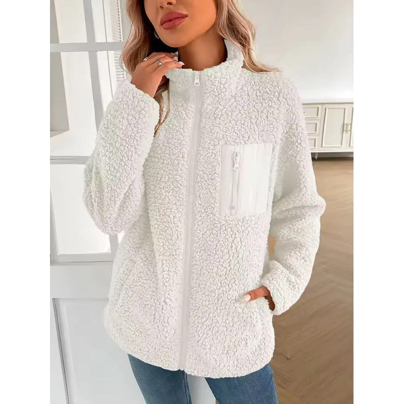 Campera De Corderito Para Dama Con Cierre Y Bolsillo Forrada