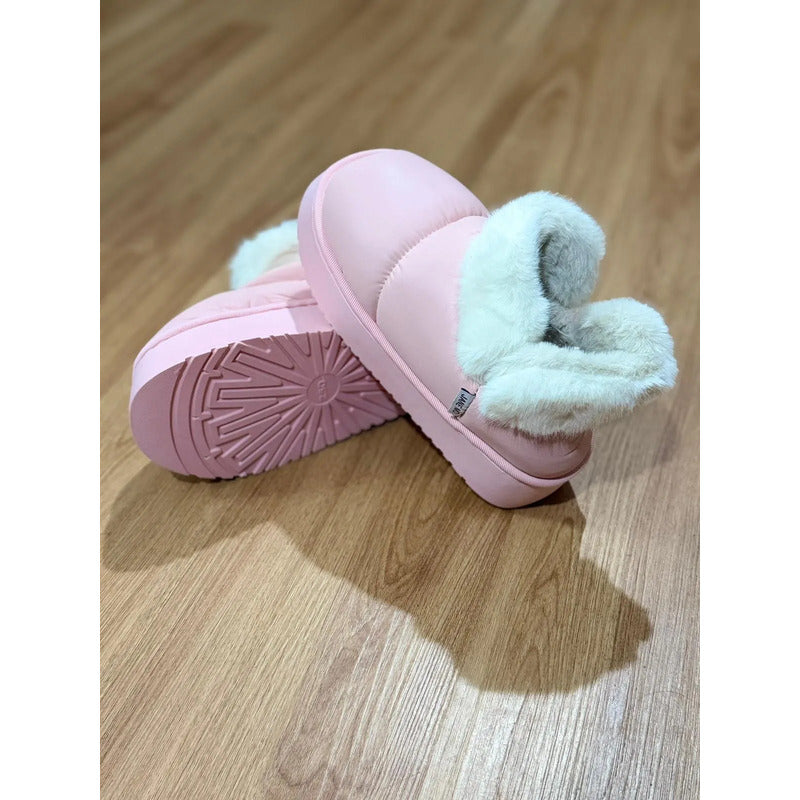 Pantuflas Botitas Abrigadas Con Corderito Y Plataforma