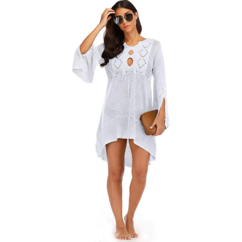 Vestido De Playa Calado Tejido Manga Larga Uniteduy