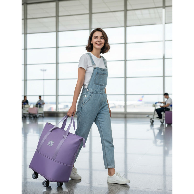 Bolso De Viaje Plegable Expandible Con Ruedas Desmontables