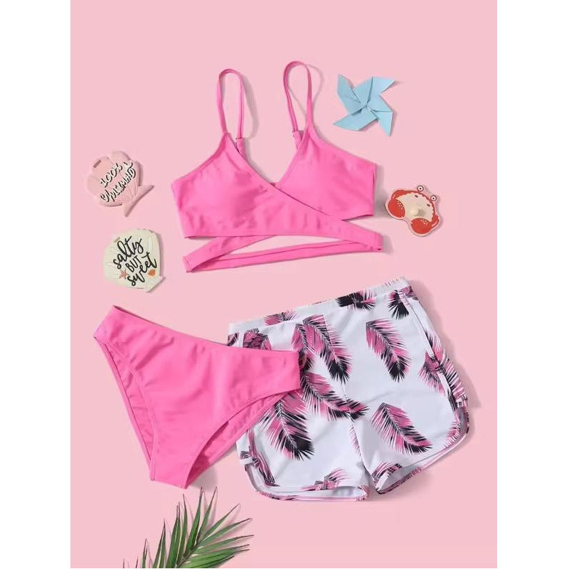 Bikini Tres Piezas Short Vedetina Soutien Cruzado  Uniteduy