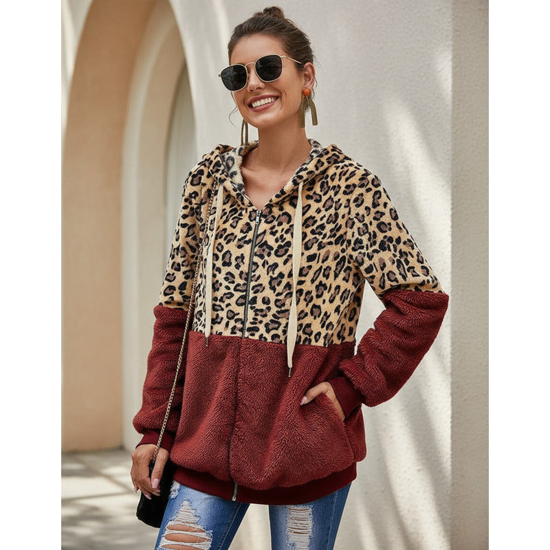 Campera Con Capucha Combinado Animal Print Polar Uniteduy