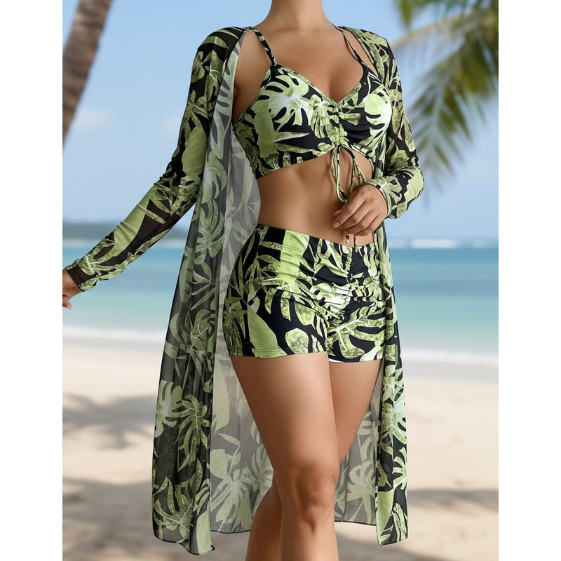 Bikini Malla 3 Piezas Tankini Short Soutien Camisa Uniteduy