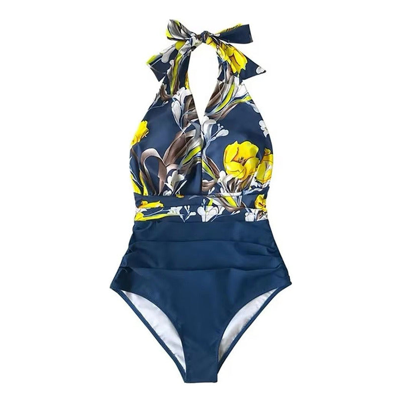 Malla Entera Triangulo Plisada Combinada Bikini Del M Al Xl