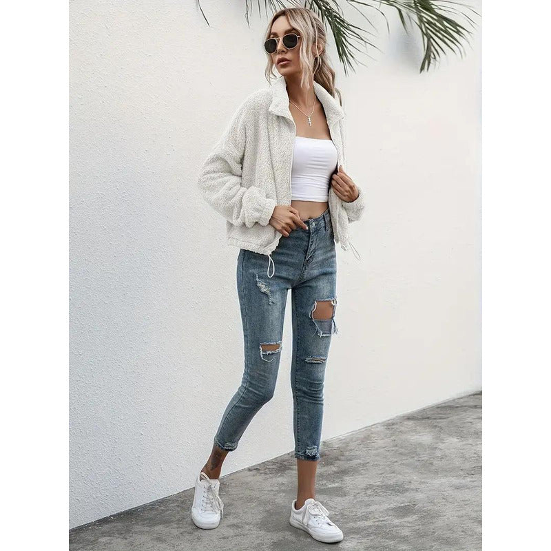 Campera Corta Con Elástico Polar Peluda Calentita Uniteduy