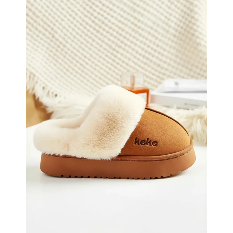 Pantuflas Mujer Forradas Con Corderito Altas Sin Talón