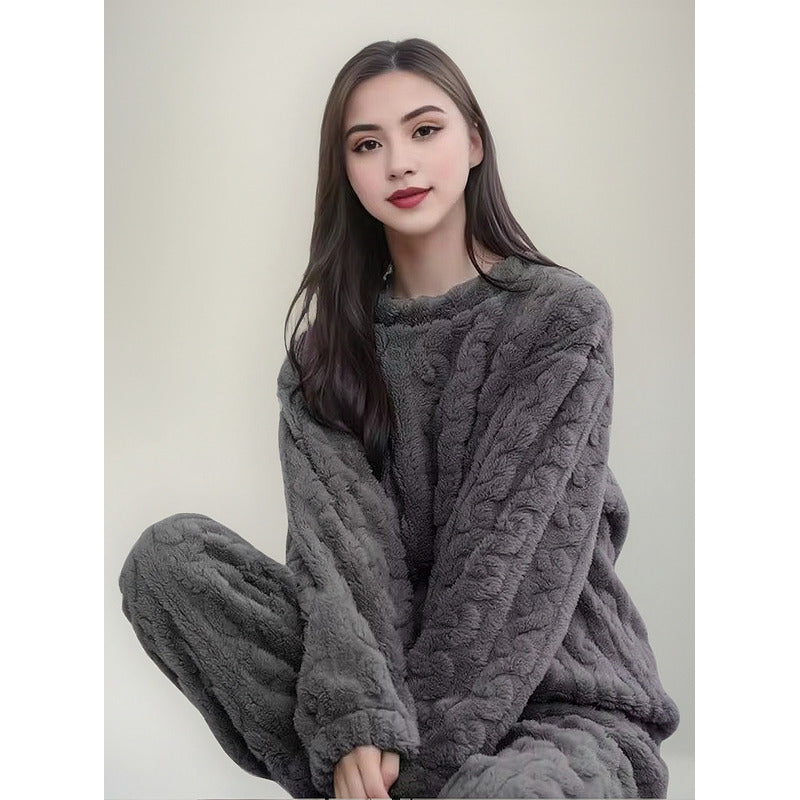 Pijama Peluche Trenzado Largo De Dama Plush  Varios Colores