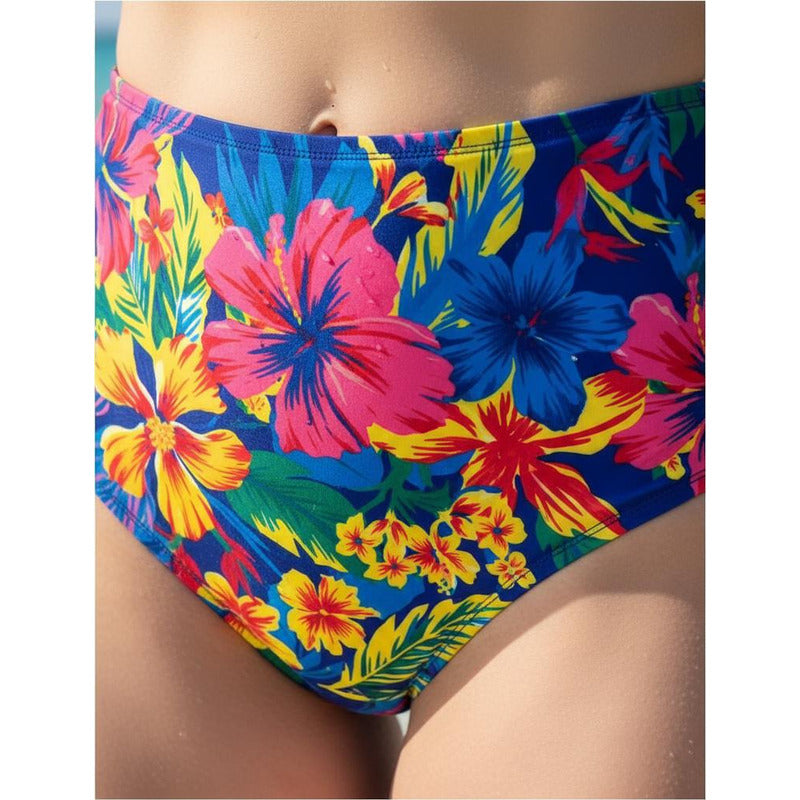 Bikini Tiro Alto Ani Rojo Flores Mujer - Uniteduy