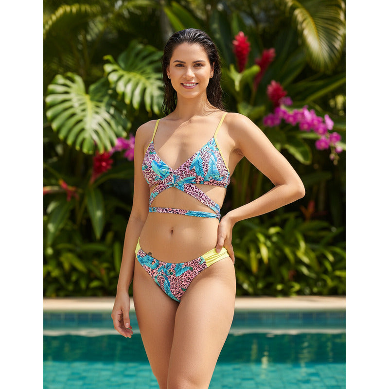 Uniteduy! Bikini  Animal Print Amarillo Cruzado!! Cola Less