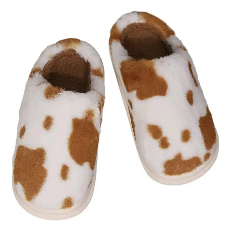 Pantuflas Antideslizante Cow Print Varios Colores Sin Talón