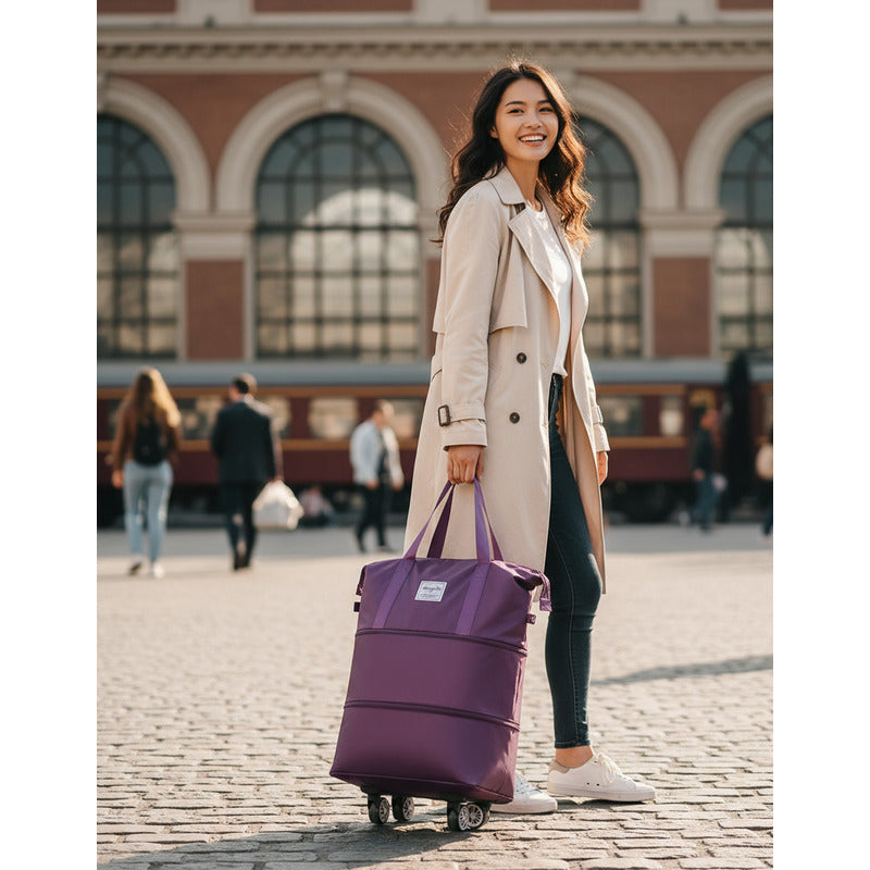 Bolso De Viaje Plegable Expandible Con Ruedas Desmontables