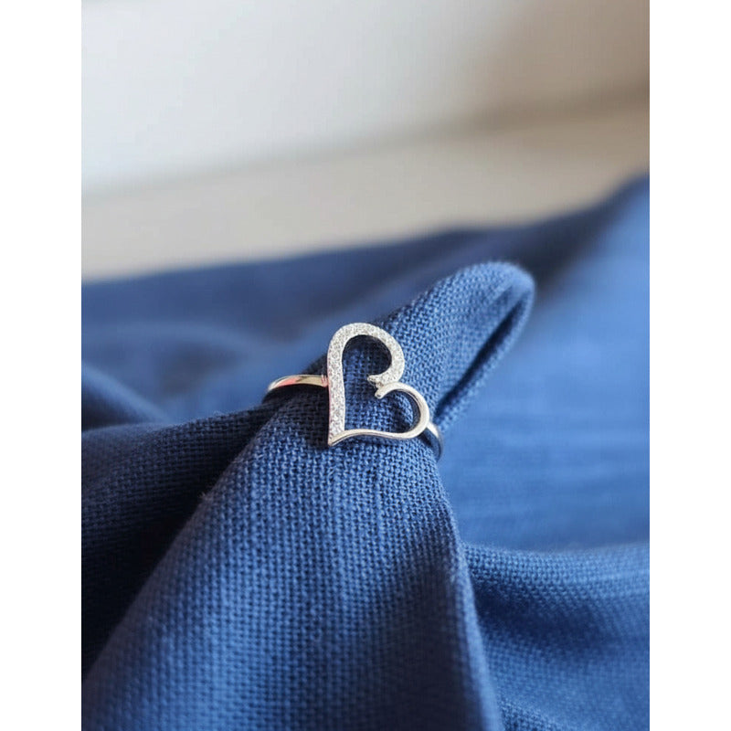 United Uy! Anillo De Plata 925 Corazón Con Zirconias!