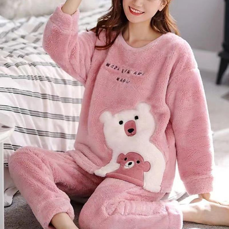 Pijama Peluche Largo Osos Plus Abrigados Varios Colores
