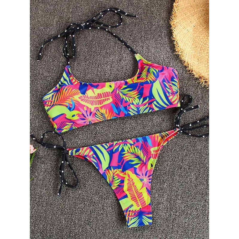 Bikini Malla Atado Tanga Estampado Cola Less Uniteduy Dama